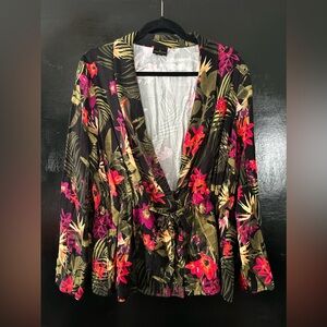 Worthington Waist Tie Floral Blazer